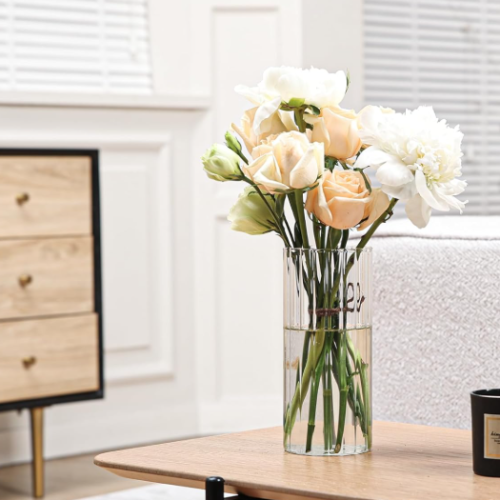 Ribbed Glass Vase – For Single Stems Or Candle Display