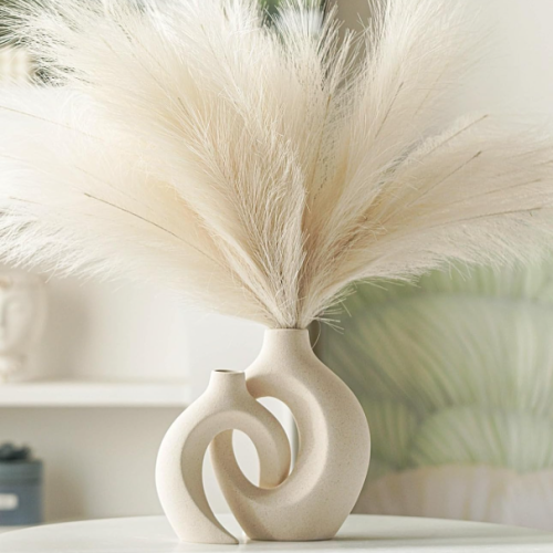Cut-Out Ceramic Vase Set (2 Pieces) – Nordic-Style Decor